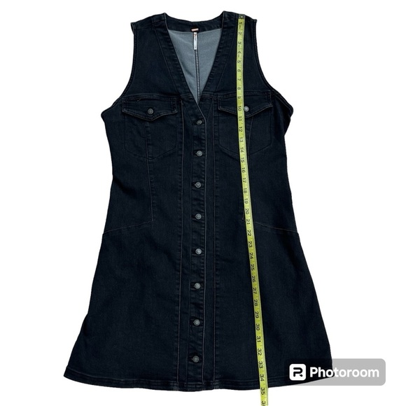 Free People Wandering Star Denim Mini Dress Sz 10 - Picture 9 of 11